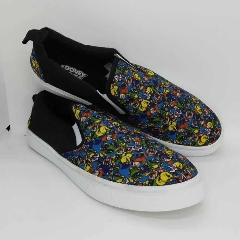 Looney Toons NEW Men's Black with Graphics Slip-on Sneakers - sz. 10